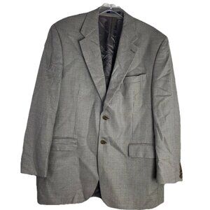 Ralph Lauren Chaps Sport Coat Blazer Men 43R Tan Silk Wool Houndstooth Gun Check